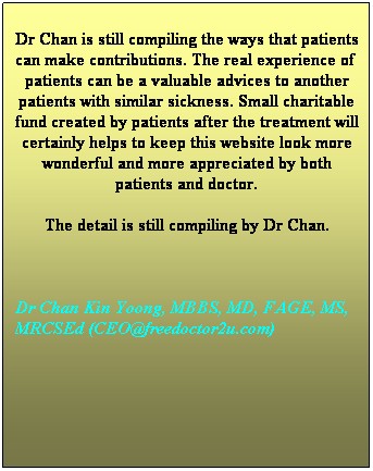 Text Box: Find Malaysian
Specialist list
Doctor list

Dr Chan Kin Yoong, MBBS, MD, FAGE, MS, MRCSEd (CEO@freedoctor2u.com)




